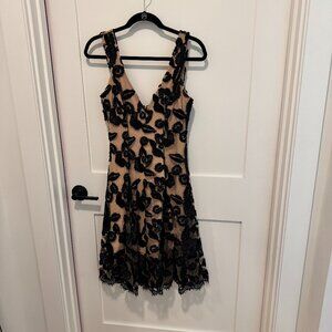 Black lace flowers over nude slip Cocktail Dress - Dress the Population size Med